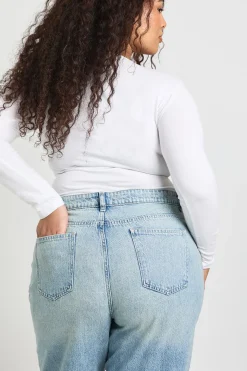 Jean Grande Taille Taille Haute Coupe Droite Basics