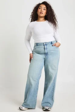 Jean Grande Taille Taille Haute Coupe Droite Basics