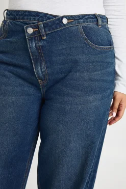 boohoo Jean Grande Taille Taille Haute à Ceinture Croisée et Jambes Larges<Femme Denim|Jeans