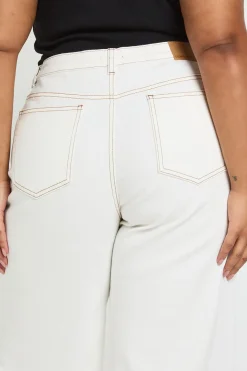 boohoo Jean Grande Taille Taille Haute Jambe Large avec Revers<Femme Denim|Jeans