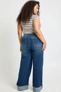 Jean Grande Taille Taille Haute Jambe Large