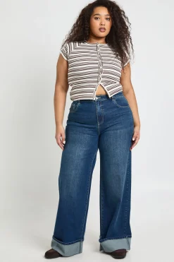Jean Grande Taille Taille Haute Jambe Large