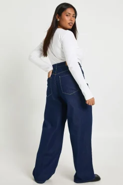 boohoo Jean Grande Taille Taille Haute Jambe Large<Femme Denim|Jeans