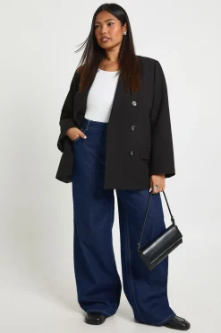 boohoo Jean Grande Taille Taille Haute Jambe Large<Femme Denim|Jeans