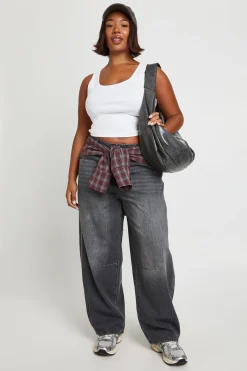 Jean Grande Taille Taille Mi-haute Coupe Barrel
