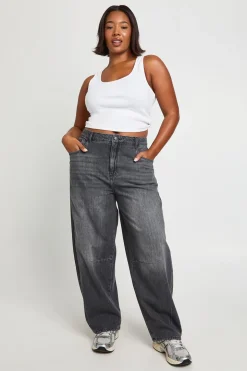 Jean Grande Taille Taille Mi-haute Coupe Barrel