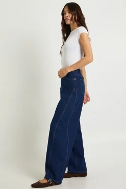 boohoo Jean Grande Taille Taille Mi-haute Jambe Tonneau Couture Torsadée<Femme Denim|Jeans