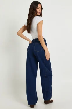 boohoo Jean Grande Taille Taille Mi-haute Jambe Tonneau Couture Torsadée<Femme Denim|Jeans