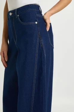 boohoo Jean Grande Taille Taille Mi-haute Jambe Tonneau Couture Torsadée<Femme Denim|Jeans