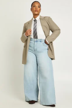 Jean Grande Taille Taille Mi-haute Coupe Large Évasée