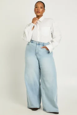 Jean Grande Taille Taille Mi-haute Coupe Large Évasée