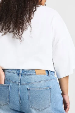 Jean Grande Taille Taille Mi-haute Coupe Ample Jambe Large