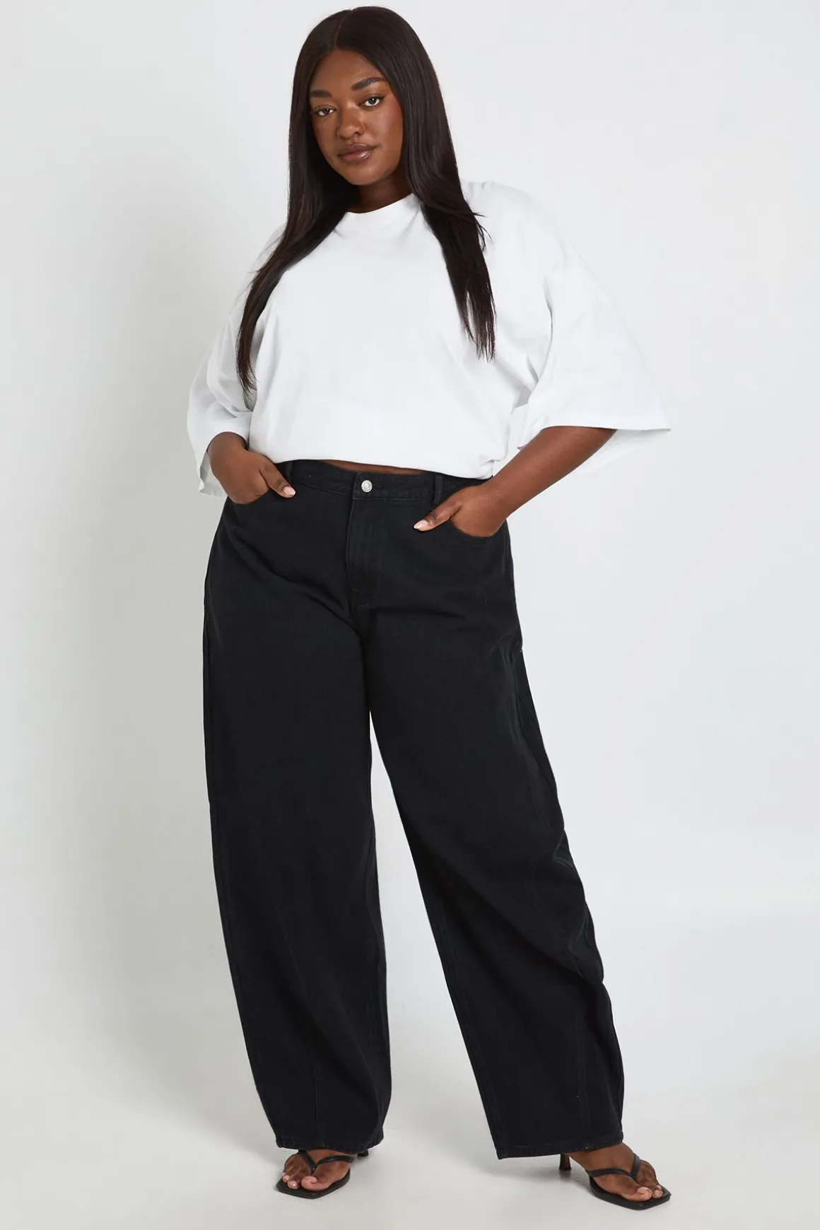 Jean Grande Taille Taille Mi-haute Jambe Tonneau Couture Torsadée
