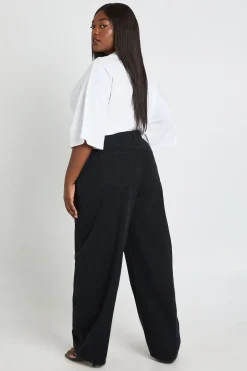 Jean Grande Taille Taille Mi-haute Jambe Tonneau Couture Torsadée