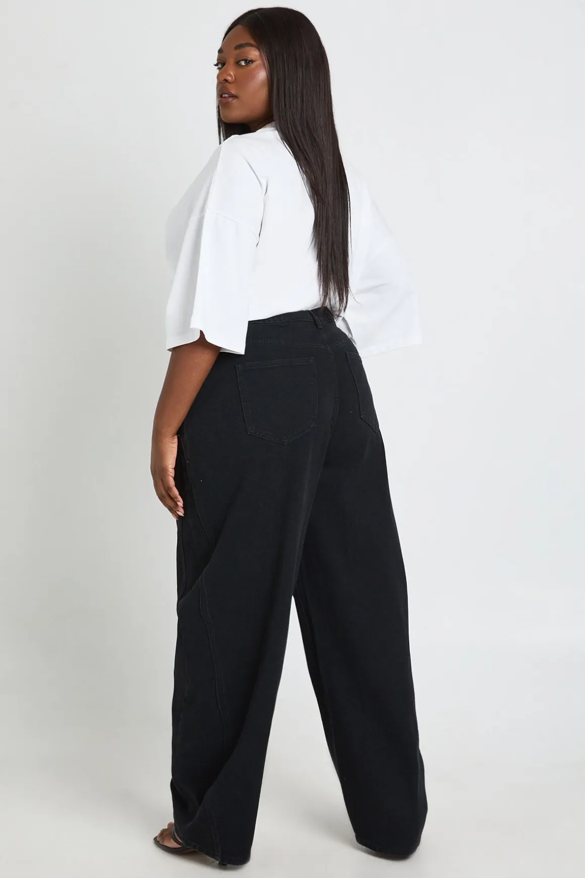 Jean Grande Taille Taille Mi-haute Jambe Tonneau Couture Torsadée