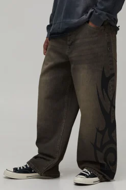Jean Imprimé Gothique Coupe Baggy Délavé
