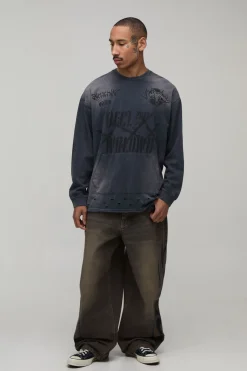 Jean Imprimé Gothique Coupe Baggy Délavé