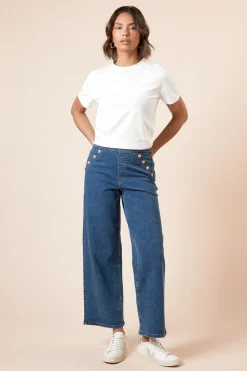 Dorothy Perkins Jean Jambe Large avec Détails Boutons Militaires<Femme Denim|Jeans
