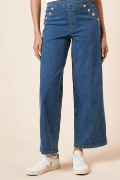 Dorothy Perkins Jean Jambe Large avec Détails Boutons Militaires<Femme Denim|Jeans