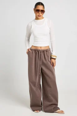 boohoo Jean Jambe Large À Taille Élastiquée<Femme Looks Chocolat|Denim