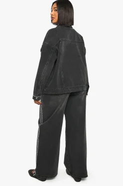 Jean à jambes larges clouté Plus