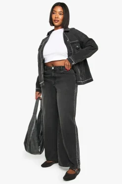 Jean à jambes larges clouté Plus