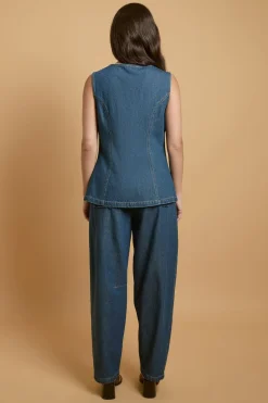 Jean À Jambes Tonneau Avec Poches Festonnées
