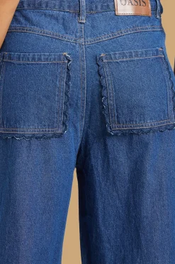 Jean À Jambes Tonneau Avec Poches Festonnées