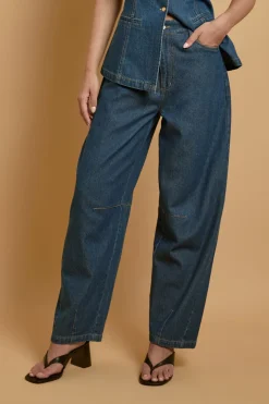 Jean À Jambes Tonneau Avec Poches Festonnées
