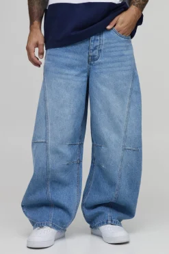Jean À Jambes Tonneau Effet Délavé