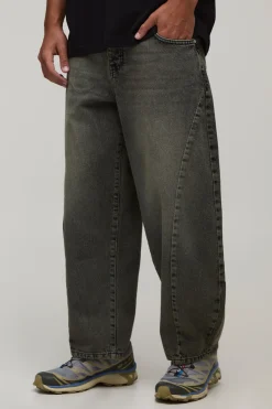 Jean À Jambe Tonneau Délavé Teint Par-dessus