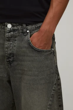 Jean À Jambe Tonneau Délavé Teint Par-dessus