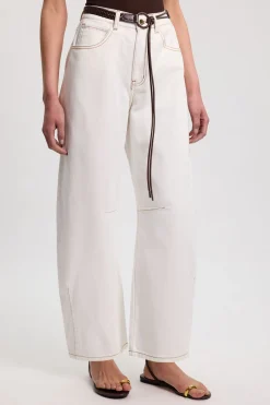 Jean Jambe Tonneau En Denim Avec Ceinture