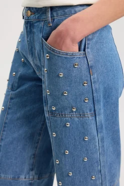 KarenMillen Jean Jambe Tonneau En Denim À Clous<Femme Denim|Jeans