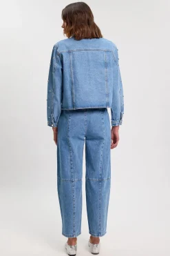 KarenMillen Jean Jambe Tonneau En Denim À Clous<Femme Denim|Jeans