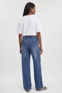 Jean Jambe Tonneau En Denim À Panneaux Latéraux