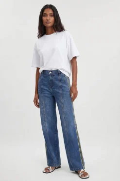 Jean Jambe Tonneau En Denim À Panneaux Latéraux