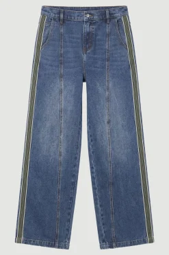 Jean Jambe Tonneau En Denim À Panneaux Latéraux
