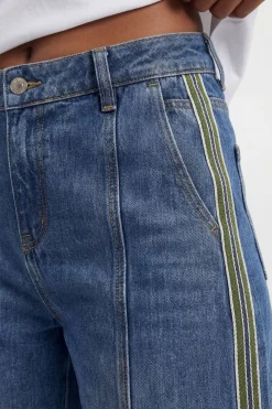 Jean Jambe Tonneau En Denim À Panneaux Latéraux