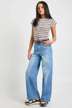 Jean Large Ceinturé En Synthétique