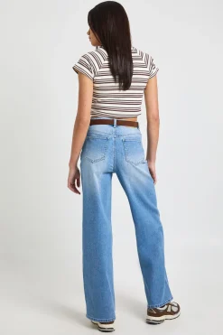 Jean Large Ceinturé En Synthétique