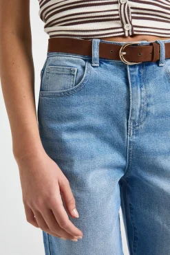 Jean Large Ceinturé En Synthétique