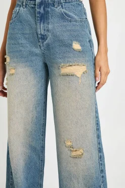 boohoo Jean Large Déchiré Taille Mi-haute<Femme Denim|Jeans