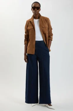 Jean Large En Denim Avec Détails De Coutures