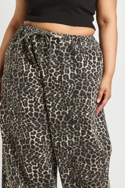 Jean Large Grande Taille À Imprimé Léopard Avec Taille Élastiquée