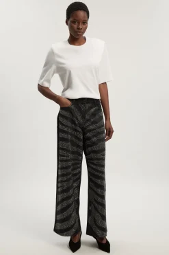 KarenMillen Jean Large à Imprimé Zèbre en Denim avec Strass Thermocollés<Femme Denim|Jeans