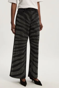 KarenMillen Jean Large à Imprimé Zèbre en Denim avec Strass Thermocollés<Femme Denim|Jeans