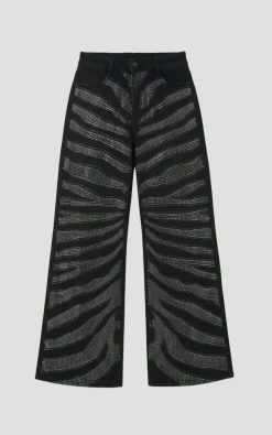 KarenMillen Jean Large à Imprimé Zèbre en Denim avec Strass Thermocollés<Femme Denim|Jeans