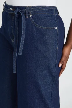 boohoo Jean Large À Jambes Évasées Avec Dos Élastiqué Et Lien À Nouer<Femme Denim|Jeans