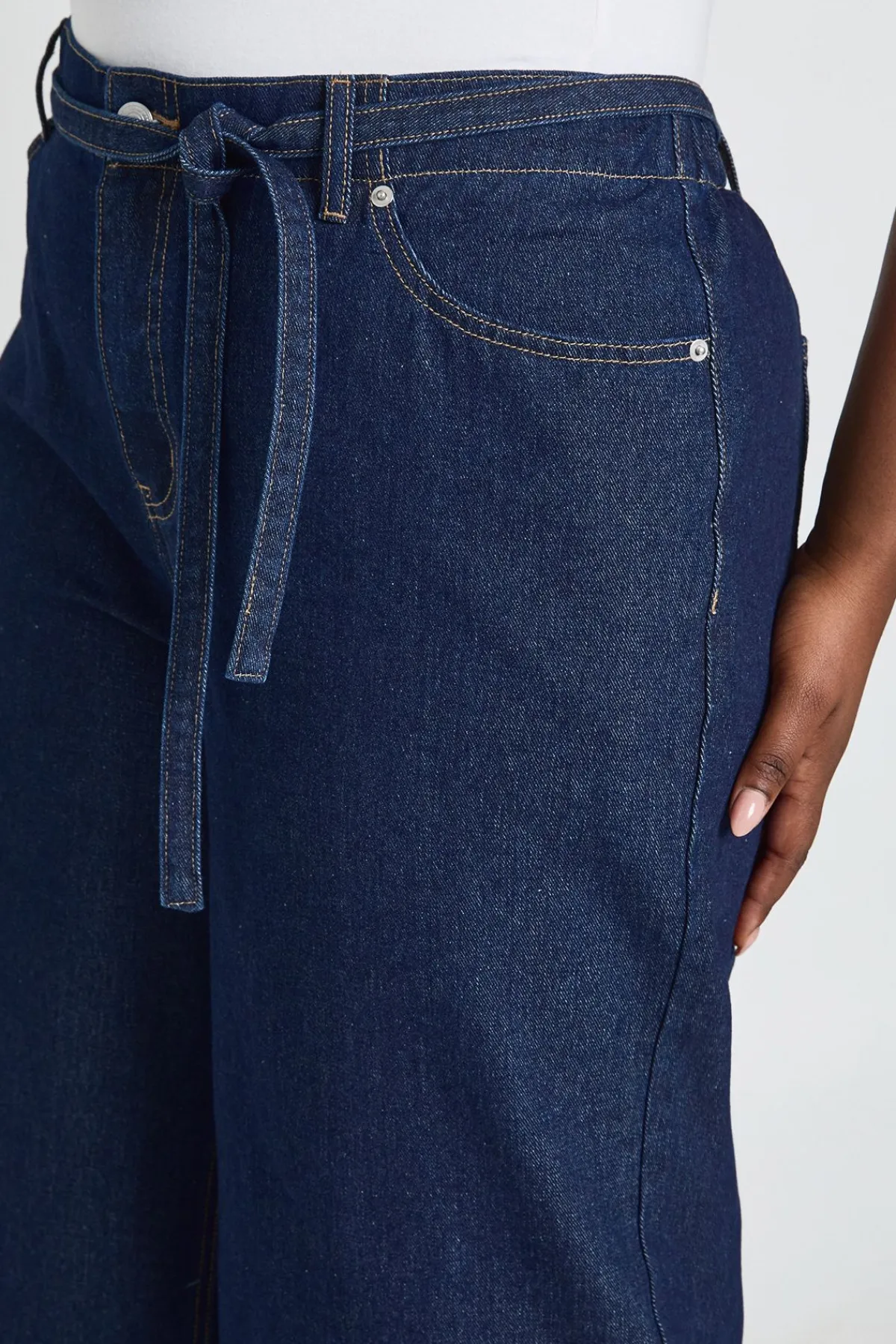 boohoo Jean Large À Jambes Évasées Avec Dos Élastiqué Et Lien À Nouer<Femme Denim|Jeans